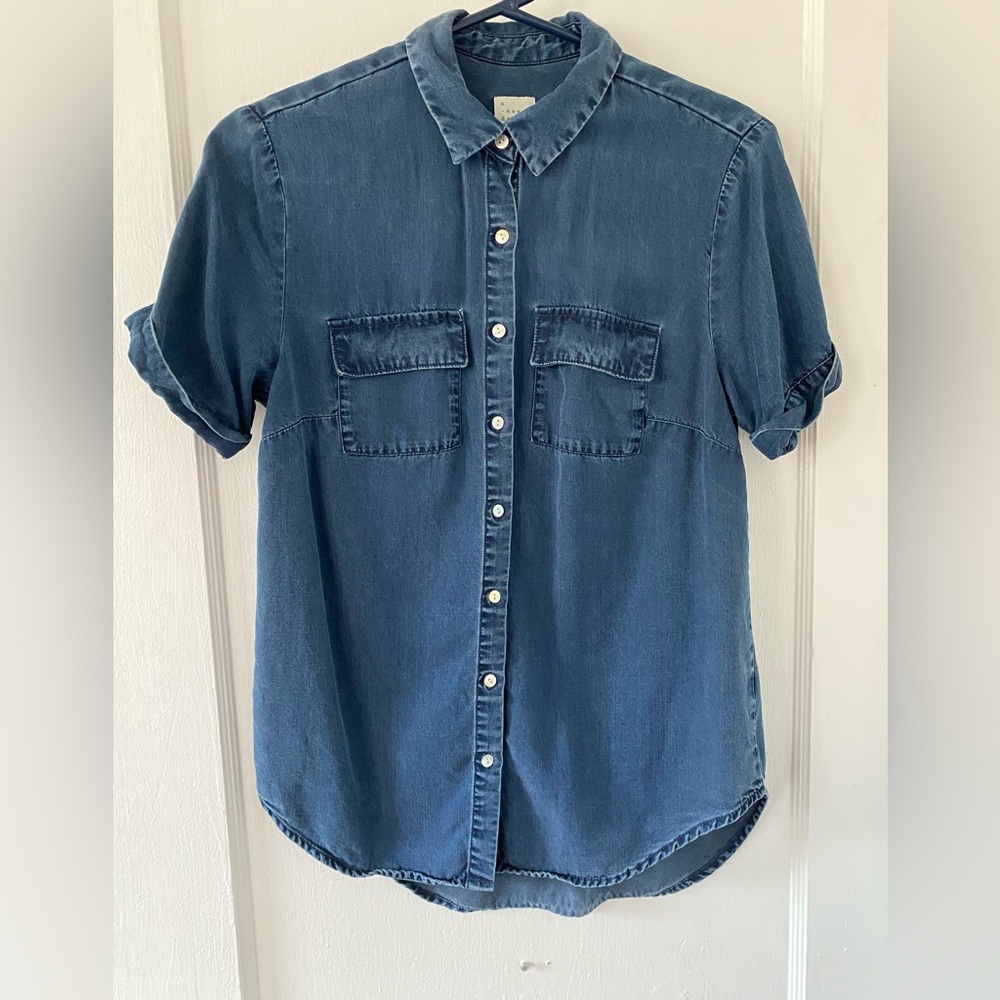 A New Day Denim Pearl Snap Button Shirt